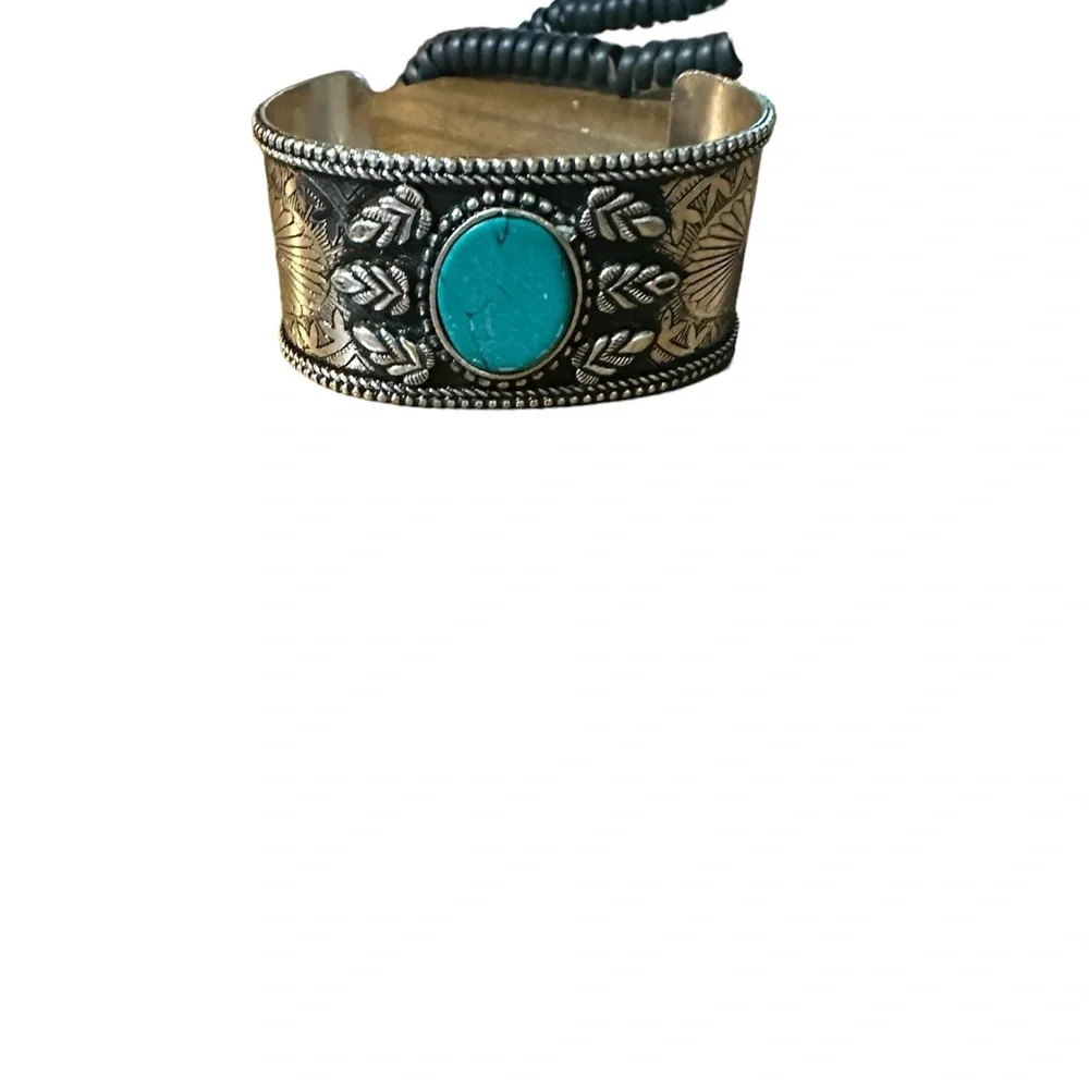 Myra Bag Silver and Turquoise Cuff - Picture 2 of 3